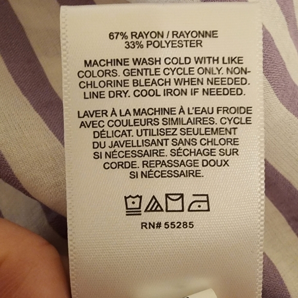 Express Off the Shoulder Purple Striped Balloon Sleeve Blouse S Petite - Picture 7 of 7